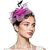 Zando 2025 Mesh Ken-Tucky Derby Fascinators Hats for Women Girls with Clip and Headband Vintage Wedding Church Tea Party