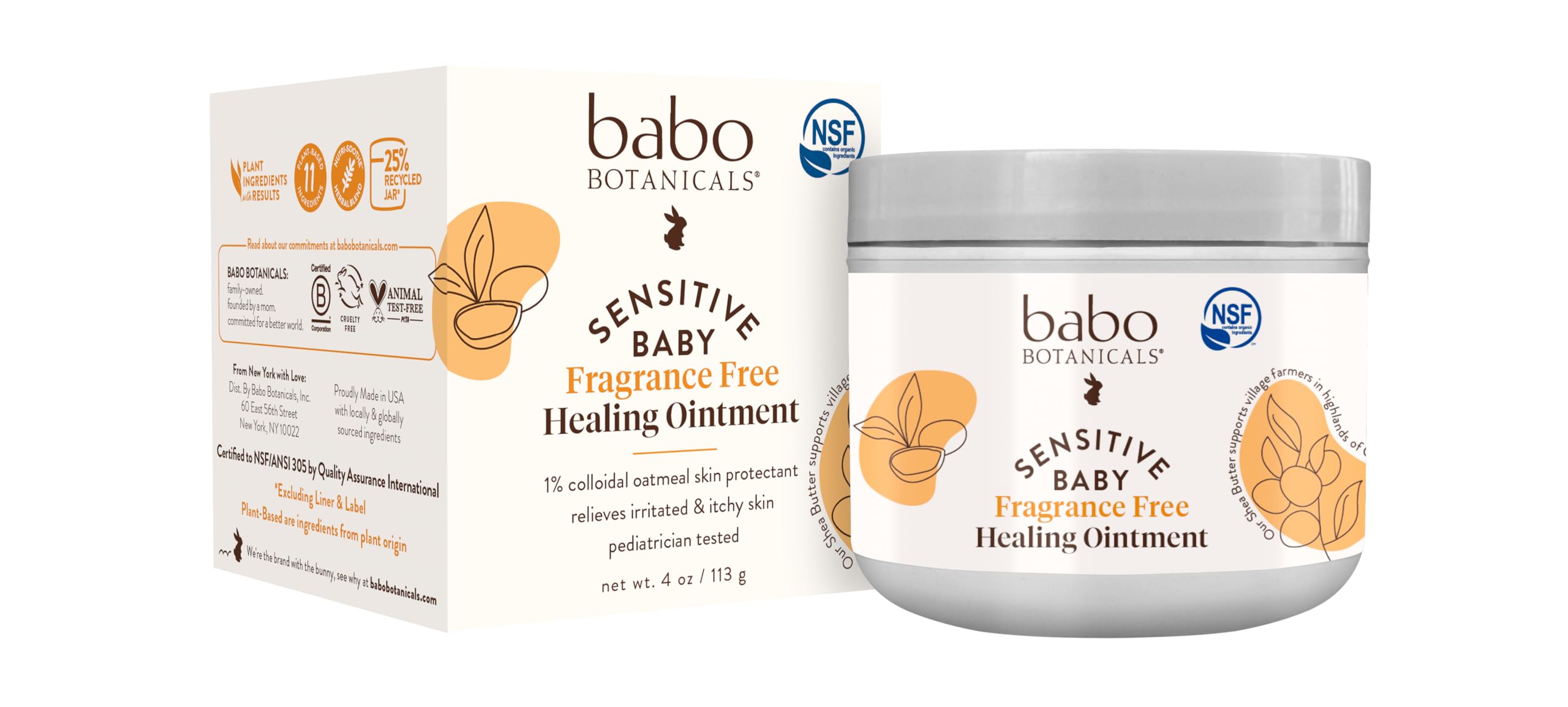 Photo 1 of Babo Botanicals Sensitive Baby Fragrance-Free All Natural Healing Ointment - 99% Organic & 1% Colloidal Oat - Steroid-Free - NSF Certified - For Eczema, Irritated/Itchy Skin - Face, Body, Diaper Area