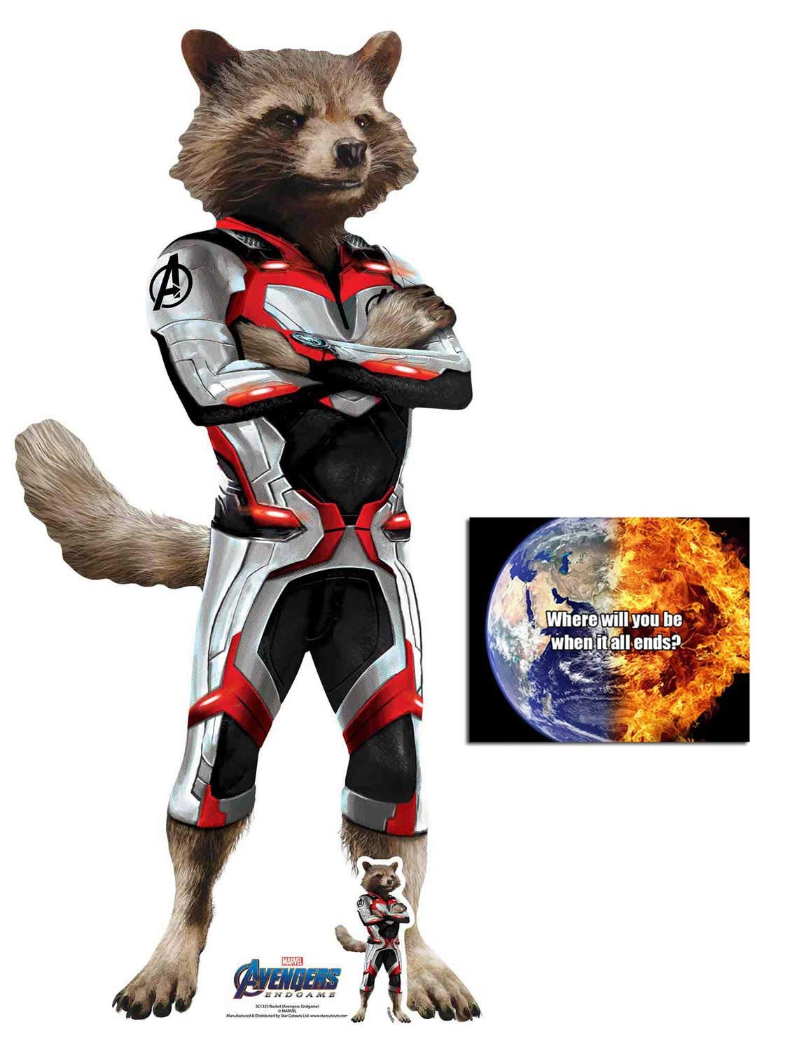 Marvel Avengers Endgame Canotta Uomo Donna Con Stamapa Di Rocket Raccoon E Spazio Galattico, Top Senza Maniche