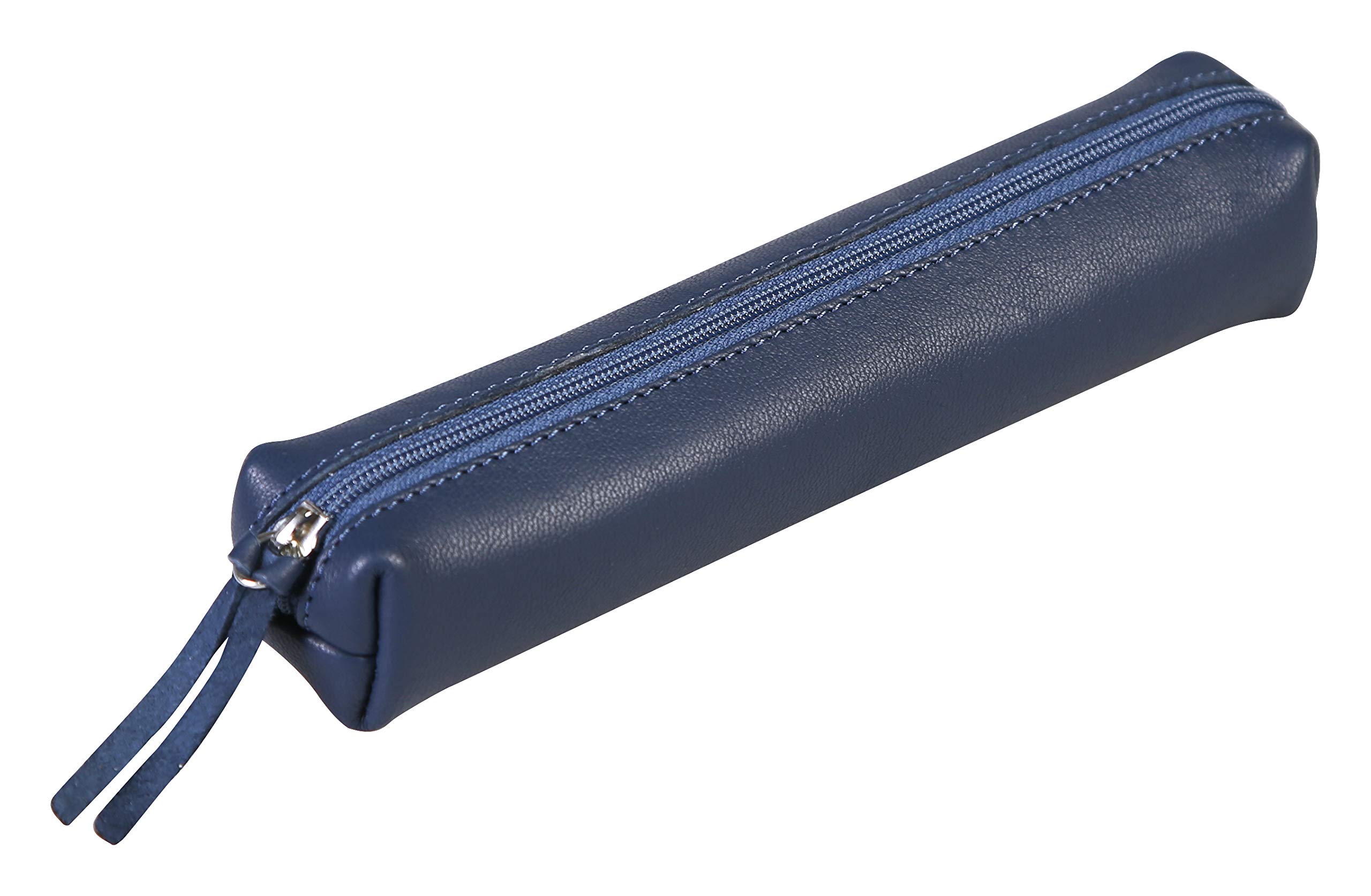 Clairefontaine 410153C - One Small Genuine Lambskin Leather Slim Case - Dimensions: 19.5x2.5x4 cm - Dark Blue Tinted Colour - Multi-Fuctional - Protective — image 1