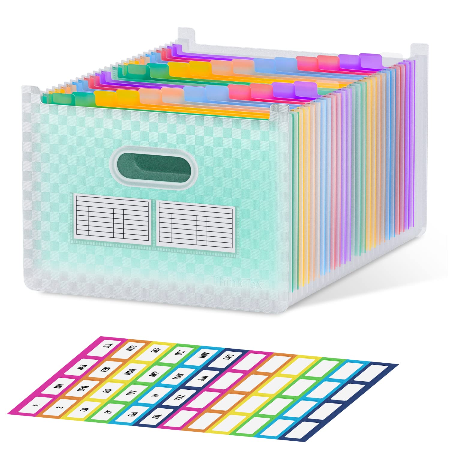 ThinkTex 26 Pockets Expanding File Folder, Upright & Open Top, A-Z Colorful Tabs, Larger Capacity Accordian Folder, for School, Home and Office- Green — image 1