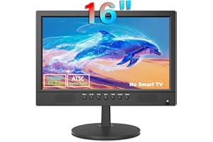 Jexiop 16 inch Flat Screen TV,Small TV with Remote Control-Perfect Full HD 1080P for Kitchen,Dual Power DC-12V & AC AC Adapter Inputs for Your RV & Kitchen Watch HDTV Anywhere