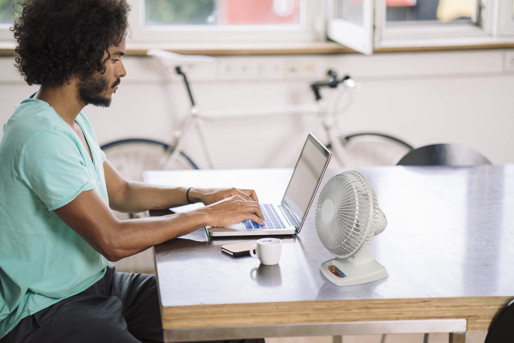 Lasko Personal Table Fan with Storage Tray, 2 Quiet Speeds, Tilt-Back Fan Head for Home Office, Bedroom, 6