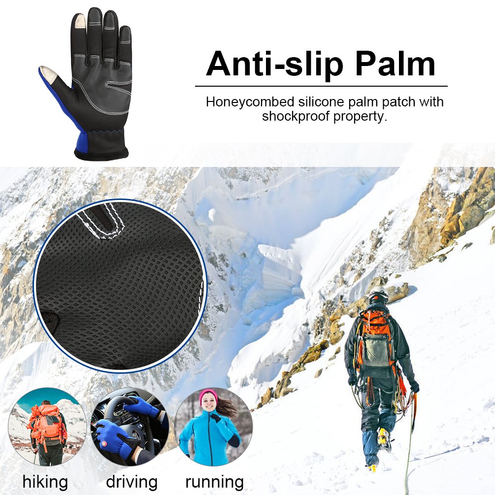 Vbiger Winterhandschuhe Fahrradhandschuhe Touchscreen Handschuhe Anti-Rutsch Fahrradhandschuhe für Klettern Laufen Wandern Autofahren Outdoor Winddicht Warm Arbeitshandschuhe für Damen und Herren