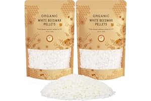 NVGCX Beeswax Pellets Organic, White Organic Beeswax Flakes 2 lb, Bees Wax Pellet Flake Making Supplies Triple Filtered Melt Beeswax Pastilles for DIY Candles, Skincare, Lip Balms, Lotions Gift