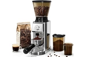 IAGREEA Coffee Grinder with Anti Static, Burr Coffee Bean Grinder for Home Use with 48 Precise Grind Settings, Detachable Funnel Stand for Espresso/Drip/Cold Brew/French Press, Stainless Steel
