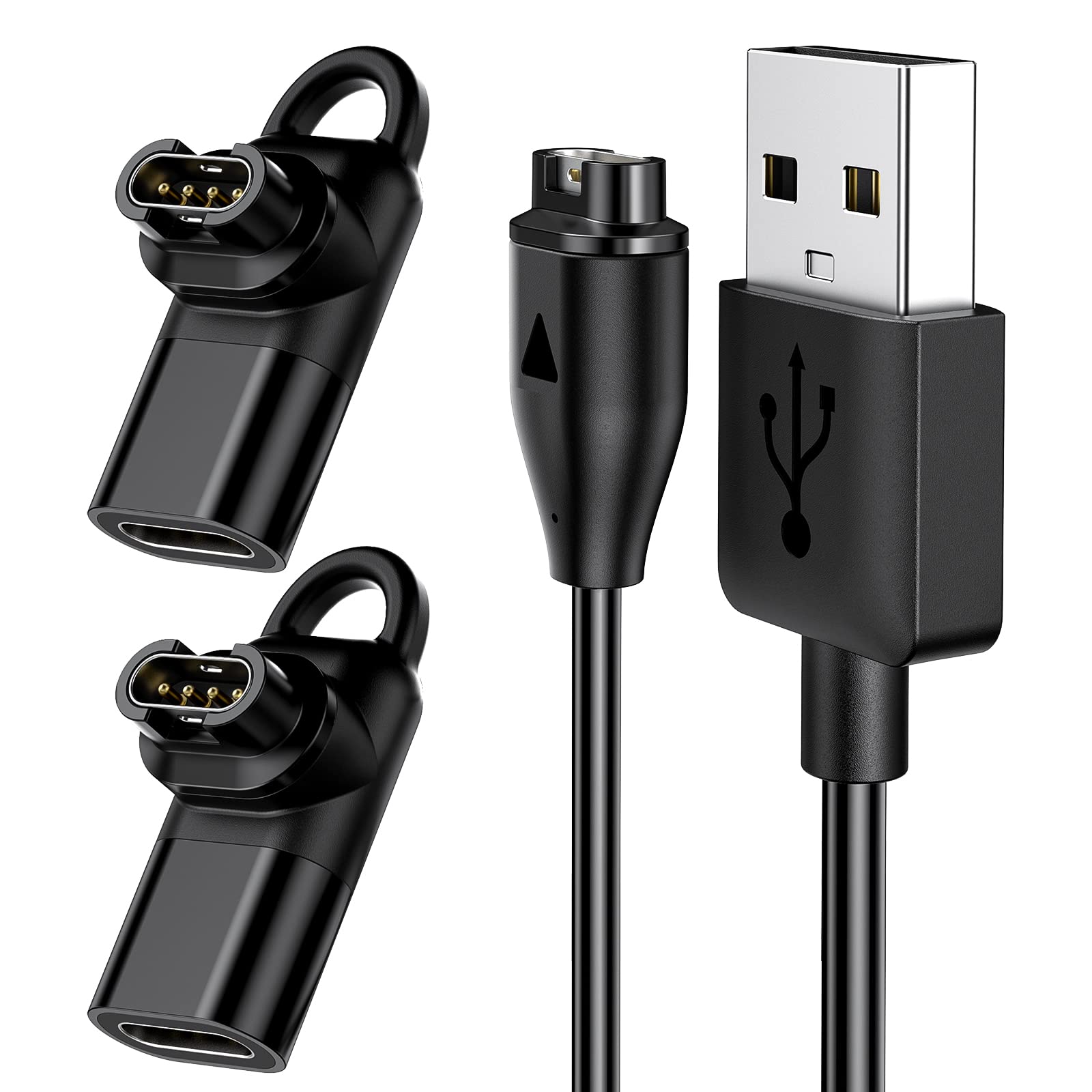 3.3ft Charger Cable for Garmin Watch Fenix 7/7S/7X/6/6S/6X/5/5S/5X,Forerunner 955 945 935 255 245 45, Approach S10 S40 S60 X10,Quatix 5 Sapphire,Instinct 2/2S,Vivoactive 3 4 4S with 2 USB C Adapters
