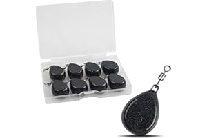 Carp Fishing Weights Sinkers 2OZ, 8pcs Coated Flat Pear Sinker Weight Swivels Carp Coarse Fishing Gear Tackle