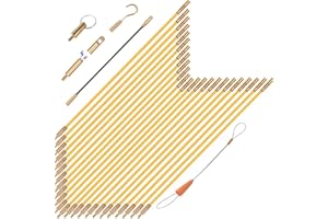 GURADESIGN 32.2FT Fiberglass Running Electrical Wire Cable Glow Rods Wire Pulling, Fish Rods Electrical Kit with 6 Different Attachments and Fish Tape Wire Puller Kit (Yellow)