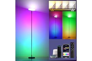 deerdance LED Floor Lamp 2-in-1 Smart RGBWIC Corner Lamp with App Control DIY Music Sync Work with Alexa Google Color Changing Modern Tall Standing Pole Light for Living Room Bedroom Gaming Office