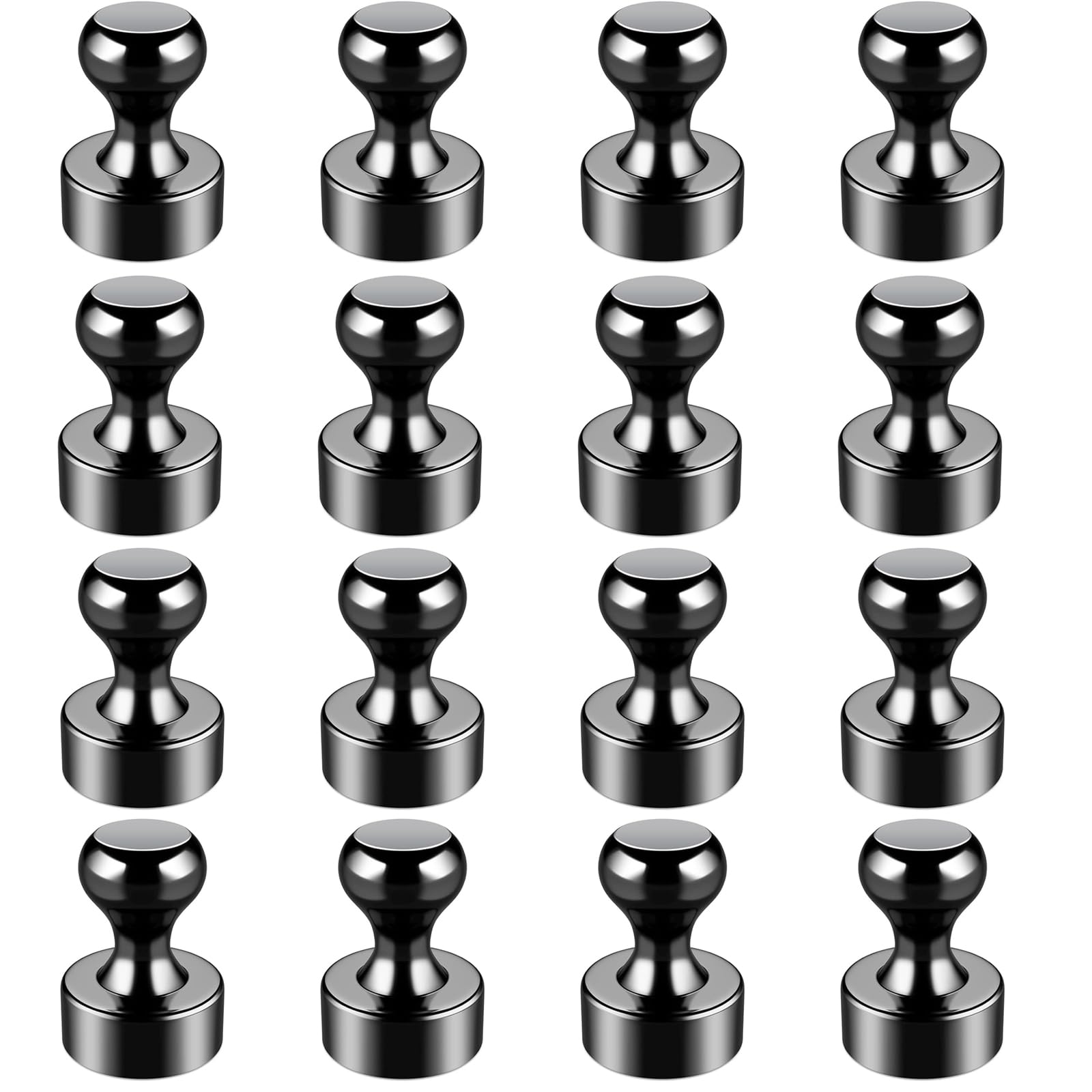 HRLORK Fridge Magnets 16 Pack 12 x 16 mm Small Magnets Cone Magnets have Strong Magnetic with Box for Office White Board School Fridge Notice Board（Black）
