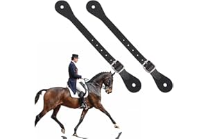 FdcLixuvol 2 Pcs Leather Spurs for Cowboy Boots, 10 Inches Adjustabl Spur Straps with 6 Holes for Western Men and Women's Boots Equipment Bull Riding Spurs Horse Riding Accessories - Black