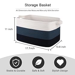 OIAHOMY Blanket Basket, Rectangle Woven
