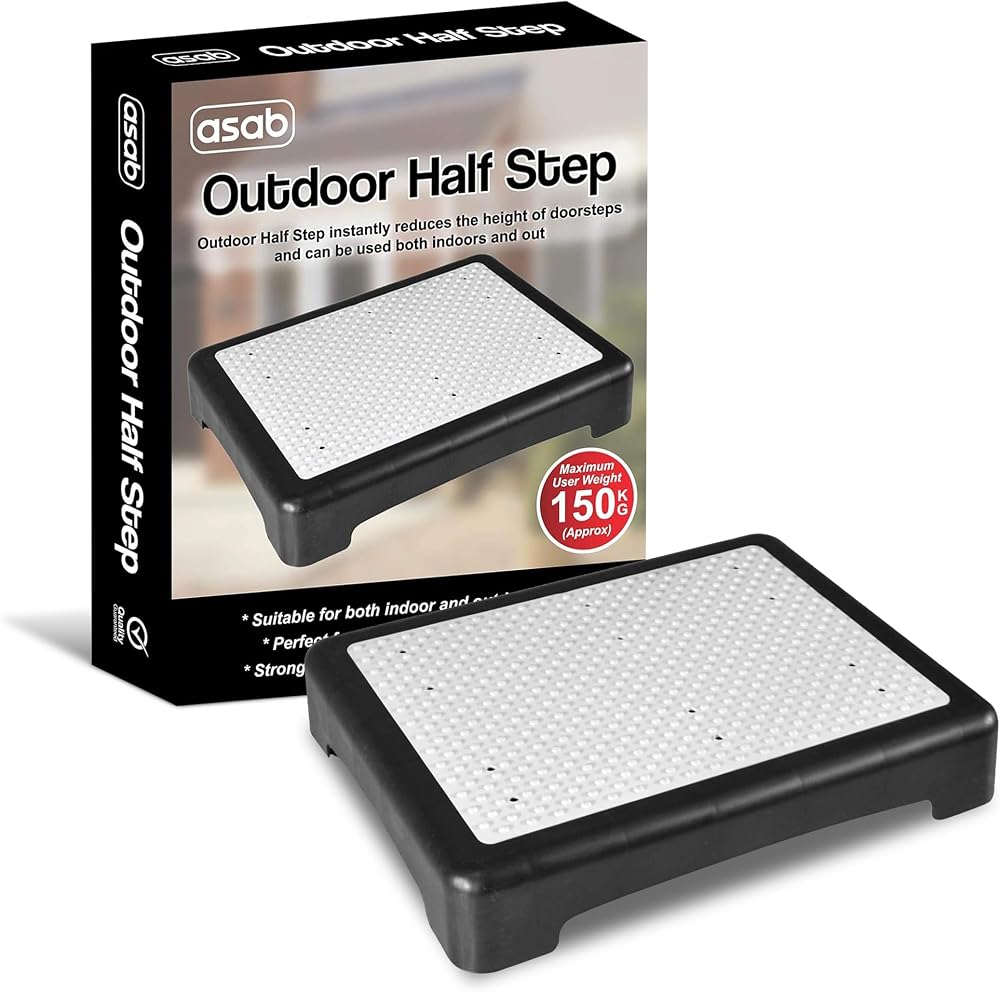 ASAB Portable Half Step Stool Non Slip Mobility Aid 49x39x9.5 cm
