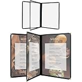 AMGSH Menu Covers 8.5 x 11 Inch, Clear View Menu Holder (3 Page 6 View) | Transparent Menu Sleeve , Fits Letter Size Paper for Kitchen, Restaurant Supplies, Wine Menu Morning Menu Homeschool 2 Pack