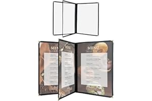 AMGSH Menu Covers 8.5 x 11 Inch, Clear View Menu Holder Transparent Menu Sleeve,Fits A4 Size Paper for Kitchen, Restaurant Supplies, Wine Menu Morning Menu Homeschool (2, 3 Page 6 View)