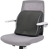 baibu Lumbar Support Pillow for Office Chair, Memory Foam Back Support Cushions Ergonomic Orthopedic Lumbar Pillow for Home, Office, Car, Dark Grey