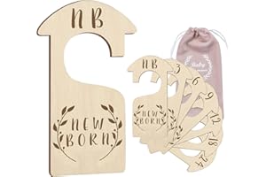 MALIHOME [Upgrade]Premium Wood Baby Closet Dividers Double Sided Set of 7 from Newborn to 24 Month,Baby Closet Organizers,Nursery Decor,Baby Clothes Organizers (DoubleSided-3)