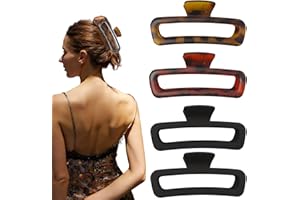 Nalodu 5 Inch Hair Claw Clips Extra Large Square No Slip Big Matte & Glossy XL Rectangle Clip for Thick Curly Long Hair Women