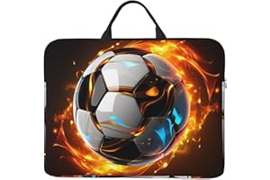 360° Protective Laptop Sleeve 14 Inch Cool Soccer Ball Laptop Case with Handle Shockproof Computer Bag Waterproof Briefcase H