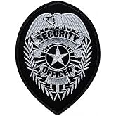 Hero's Pride Security Officer Badge Patch Chest, Oval, Shoulder Silver/Black, 2-3/4 x 3-3/4"