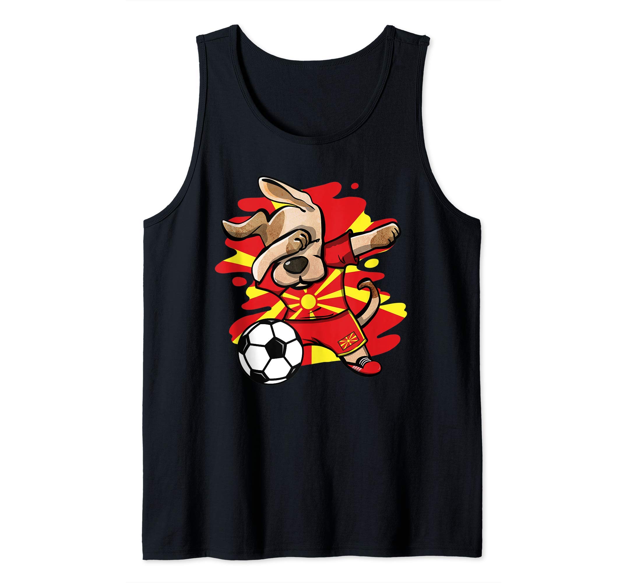 Dabbing Dog Macedonia Soccer Fans Macedonian Flag Football Tank Top