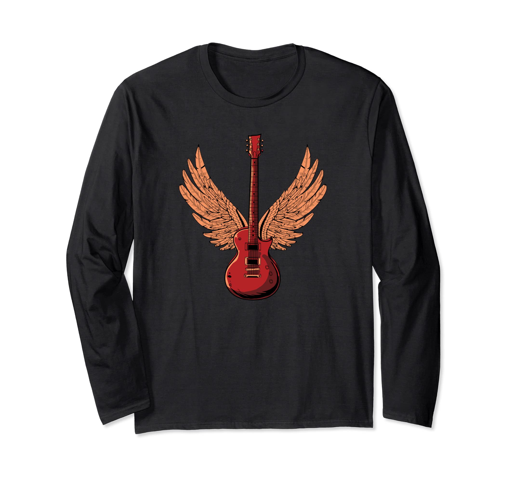 Electric Guitar Musician - E-Guitar Wings Rock Guitarist Long Sleeve T-Shirt