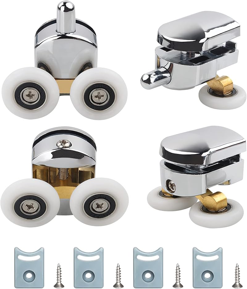Brelet 4 Pcs 25mm Shower Door Rollers Top Bottom Runners for 4-6mm Glass