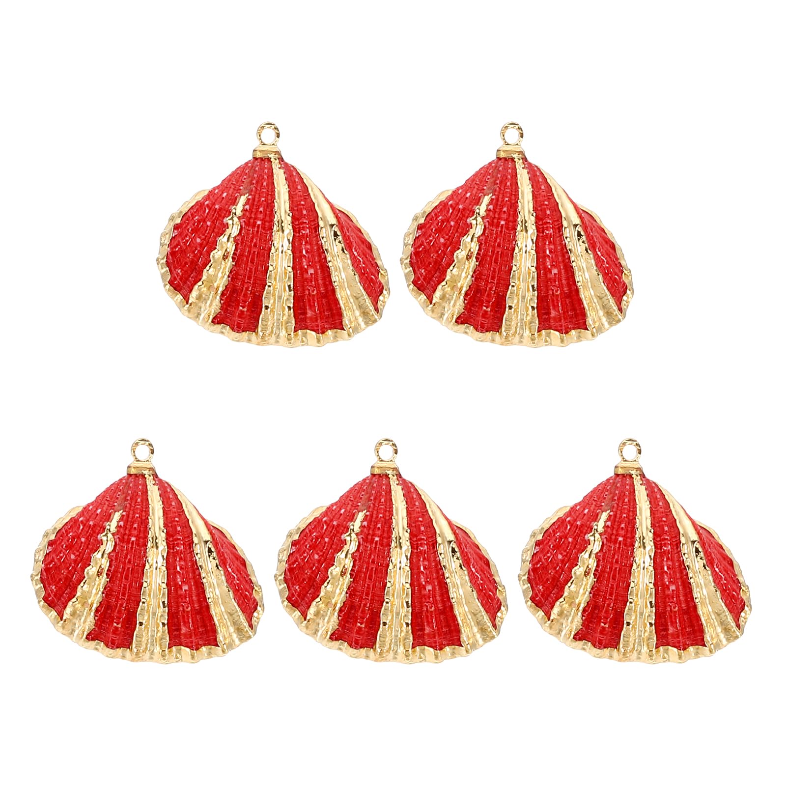 PATIKIL Natural Seashell Pendants, 5 Pcs Dyed Shells Craft Charm Scallop Shells for Necklace DIY Ocean Jewelry Making, Red