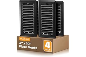 HQZHQZ Black Vent Cover, Floor Register 4x10, Heavy Duty Steel Walkable Floor Vents, Easy Adjust Air Supply Lever, Vent Covers for Home Floor, 4 Pack Black