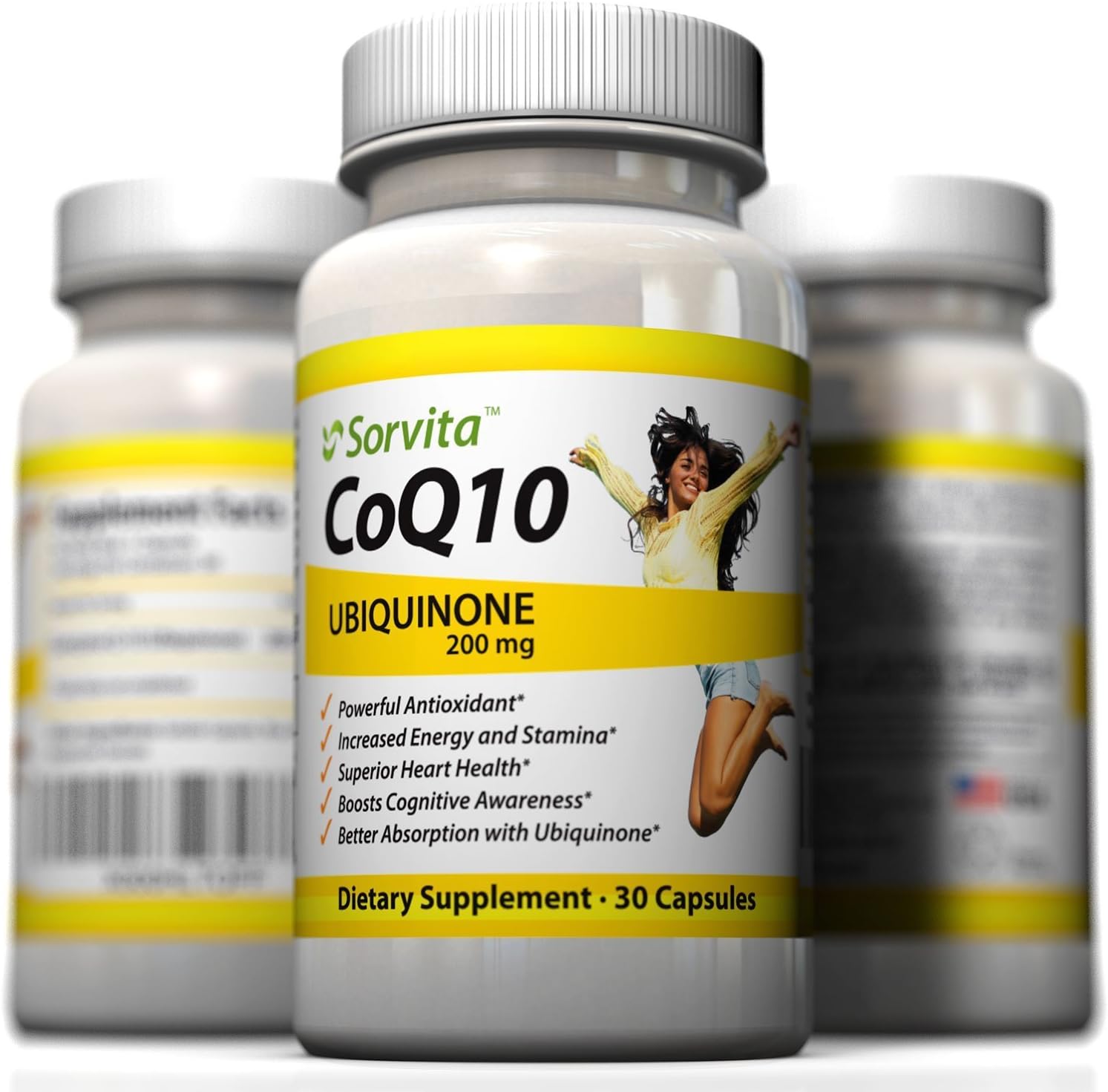 Sorvita Coq10 200mg Capsules ~ Best Coenzyme Q10 Supplement. High Absorption Ubiquinone for Cardiovascular Health. Now with Full 30 Day Supply. Money Back Guarantee