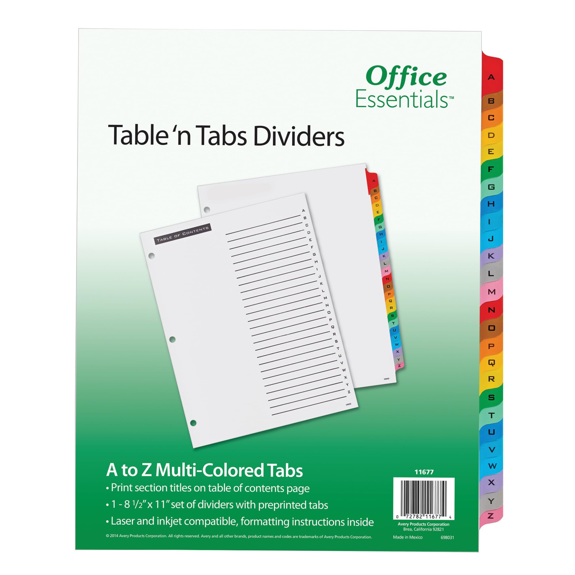 Photo 1 of Office Essentials 11677 Table 'n Tabs Dividers, 26-Tab, Letter