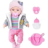 ebuddy 12 Inch Baby Doll - 12" Lifelike Baby Doll with 3-Piece Outfits, 4 Accessories & Feeding Playset - Realistic Rosy Chee