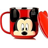 Everyday Delights 3D Mickey Red Durable Stainless Steel Insulated Cup with Lid, 250ml
