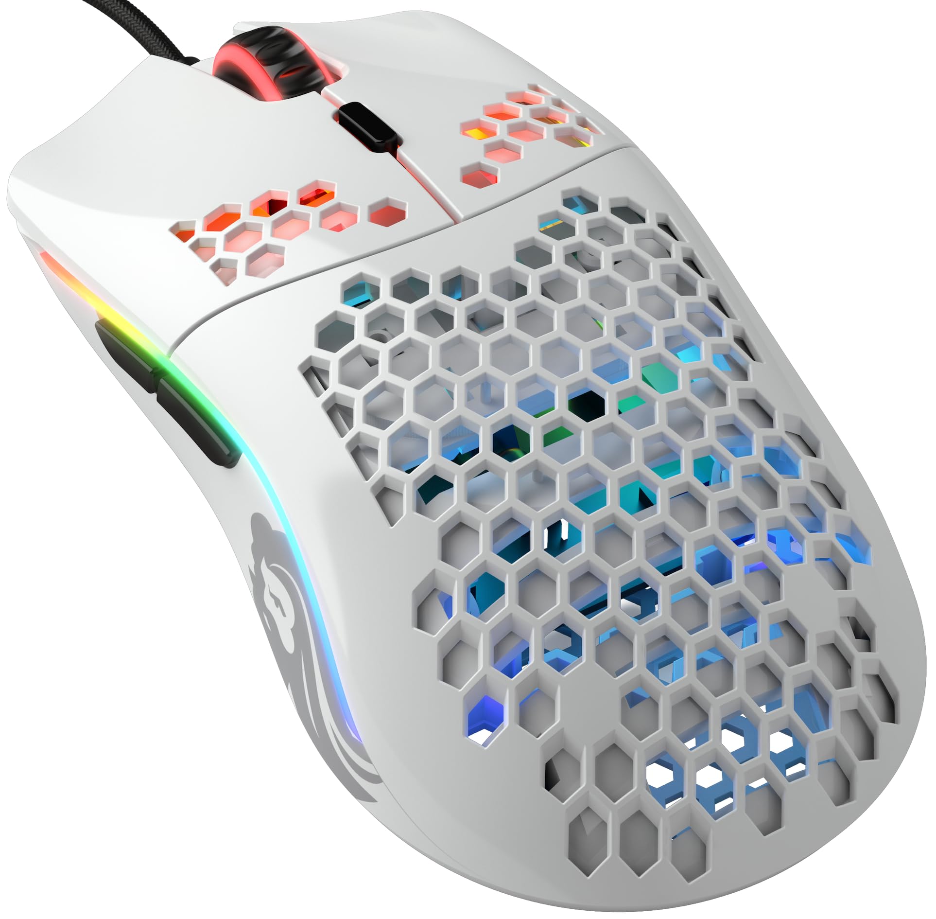Glorious PC Gaming Race Glorious Gaming Model O- (Petite) Souris De Jeu Filaire - Design Nid D’Abeille 58 G, Rgb, Capteur Pixart 3360, Switches Omron, Ambidextre - Blanc Brillant
