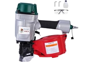 BHTOP Mexican Style CN70 Coil Siding Nail Gun, 15 Degree Pneumatic Siding Nailer, 1-3/4" to 2-3/4" Coil Siding Nailer for Sid