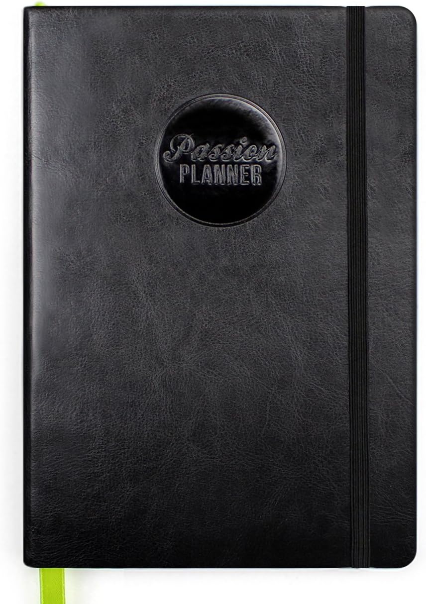 Passion Planner Dated Jan-Dec 2018 - Daily Agenda, Appointment Calendar, Gratitude and Reflection Journal to Increase Productivity and Achieve Goals - Compact Size (A5) Monday Start (Black)