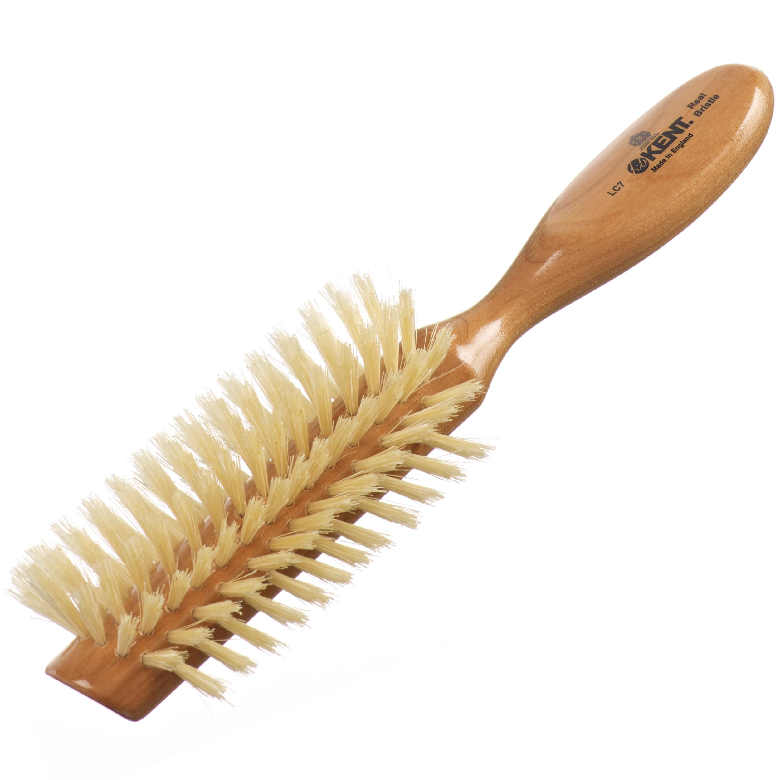 Kent Half Radial Cherry Wood White Bristle Brush