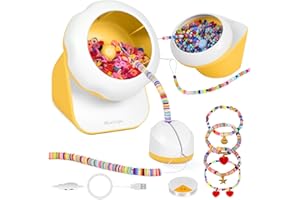MYARTYPE Clay Bead Spinner, Electric Bead Spinner for Jewelry Making, Seed Bead Spinner, Bracelet Spinner and Making Machine with Bead Needles and Thread (Yellow)