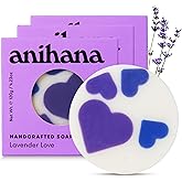 ANIHANA Handcrafted Soap 3 Pack with Coconut Oil, Gentle Cleansing Paraben Free Cruelty Free Refreshing Lavender Love Scent 4.23 oz each