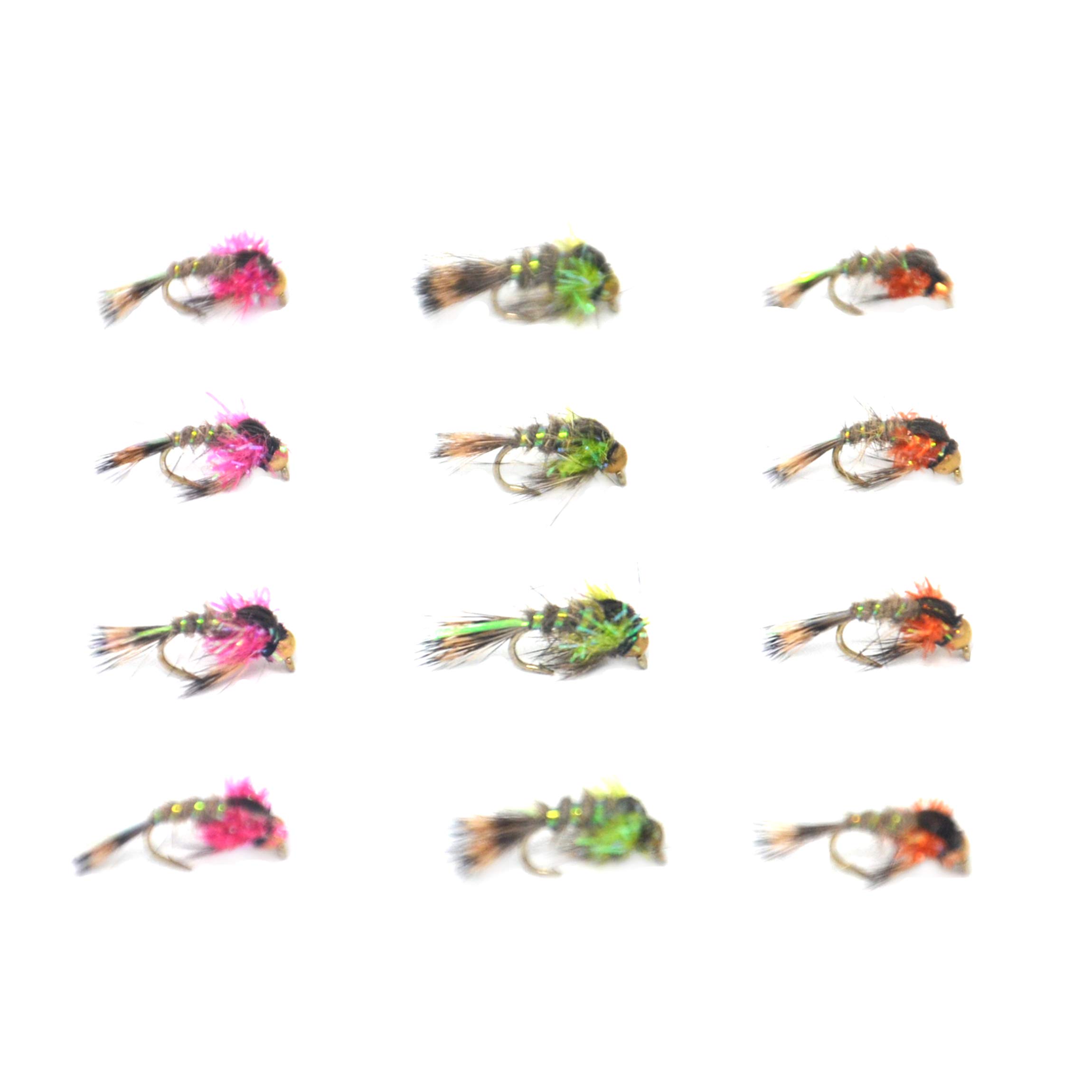 Outdoor Planet 12 Beadhead Hare's Ear Nymphs Trout Flies Fishing Lure Assortment for Trout Fly Fishing Flies