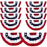 1.5 x3 Ft USA Pleated Fan Flag, American Patriotic Flag Bunting for Outside, Bunting Flags Outdoor Indoor for 4th of July Decorations (Set of 10)