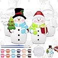 Qilery 12 Sets Ready To Paint Christmas Ceramics With Paint And Brushes, 5" Snowman Santa Christmas Tree Unpainted Figurines Christmas Craft Kits DIY Plaster For Adults Xmas Holiday Party Favor Gift