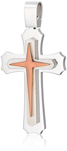 Mens Stainless Steel Large Bail Cross Pendant. 