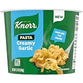 Knorr Cup Creamy Garlic Pasta 1PK, Microwave in Minutes, Real Cheese | Perfect work food or afternoon snack; just add water; quick meal