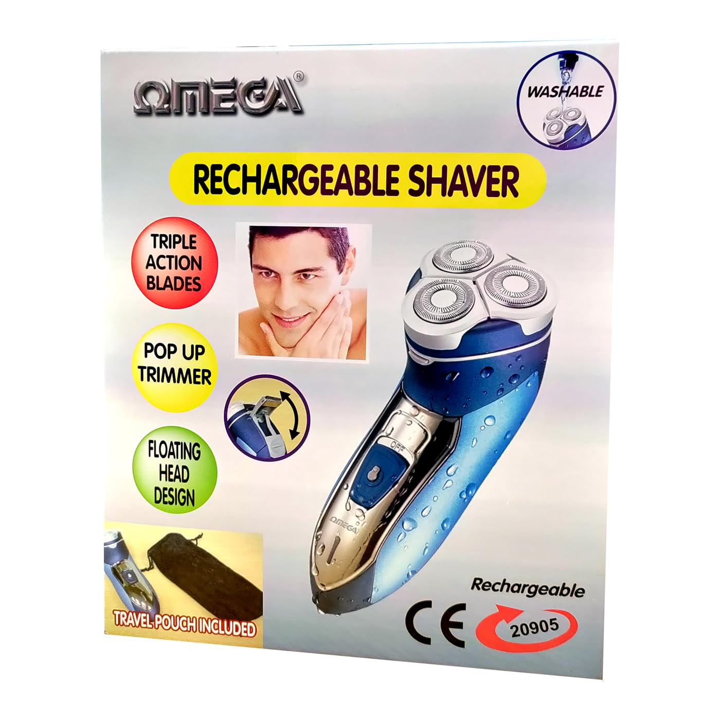 Omega Rechargeable Washable Three Head Shaver