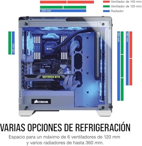 Corsair Crystal 570X RGB - Caja de PC, Mid-Tower ATX, ventana lateral cristal templado con ventilador, iluminación RGB LED, Blanco,Blanco,570X RGB