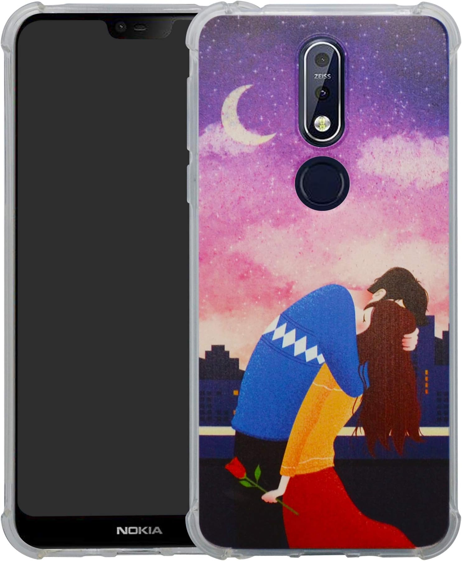 HHDY Nokia 7.1 2018 Case,[Ultra Lightweight] Reinforced [4-Corners Bumper] Flexible TPU [Pattern Design] Cover for Nokia 7.1 2018,Lover