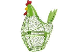 STAHAD Light Green Hen Shape Egg Basket Kitchen Storage Mesh Wire Container Multi-function Chicken Decor