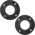 BathAce Industrial Pipe Floor Flange, Heavy Duty Malleable Iron Pipe Fittings, Wall Mounted Vintage DIY Threaded Flange for Decoration Steampunk Furniture Vintage Project, Black(2 Pack, 2 Inch)